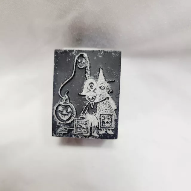 Halloween Children Trick Or Treating Letterpress Wooden Printing Block