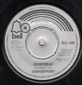 SHOWADDYWADDY Heartbeat 7 INCH VINYL UK Bell 1975 Four Prong Label Design B/W