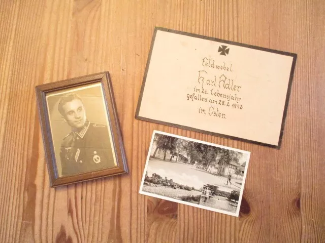 Gefallenen Nachricht/Karte + Foto Portrait im Rahmen + Karte Köln/Wahn - 1942 -