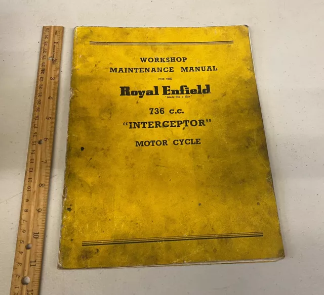 1965 Royal Enfield Workshop Maintenance Manual For 736 Cc Interceptor Motorcycle