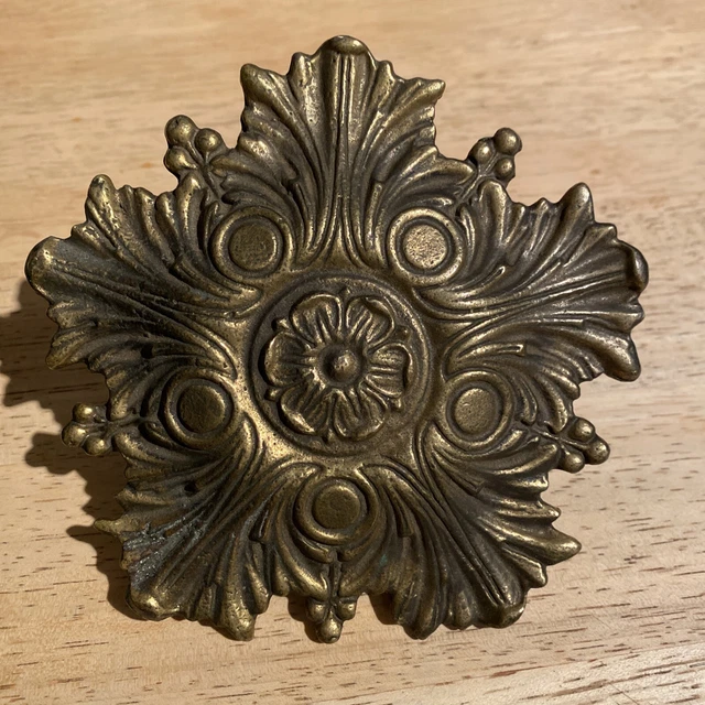 Vintage Heavy Brass Curtain Tiebacks (1 pair) - Flowers - Nice Detailed - Ornate 2