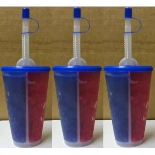 SPLIT Slush Yard Cups 12OZ x 48 cups with lid and straw ,novelty slush yard cups