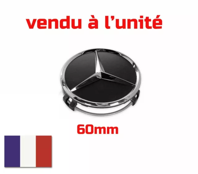 1 CACHE MOYEU Mercedes 60 mm black noir Logo Jante wheel cap