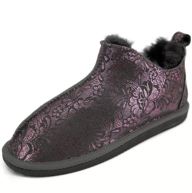 Femmes Peau de Mouton Chaussons Angel Chaussures avec Laine Véritable en Cuir