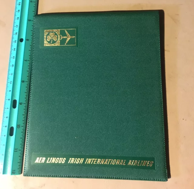 Carpeta de cliente de cabina verde vintage Aer Lingus Irish International Airlines