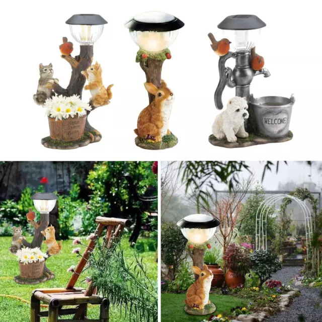 Cute Resin Animal Figurine Solar Powered Garden Patio Decor Vivid Art Gift