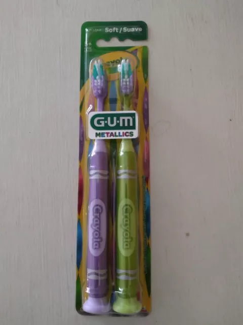 GUM Metallics Crayola Suction Cup Base Toothbrush Soft 2 Count