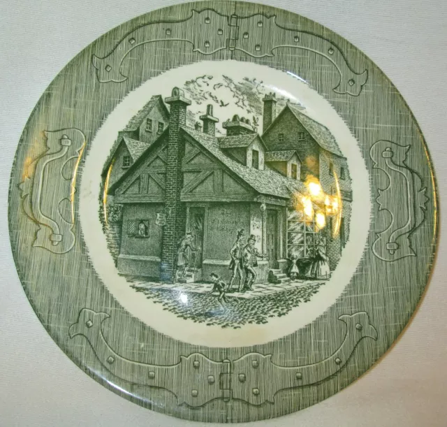 Vintage Royal China The Old Curiosity Shop Green Dinner Plate