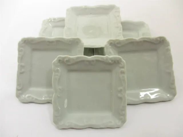 45x45mm Of 6 Square Plate Dish Dollhouse Miniatures White 1:6 Ceramic 12677