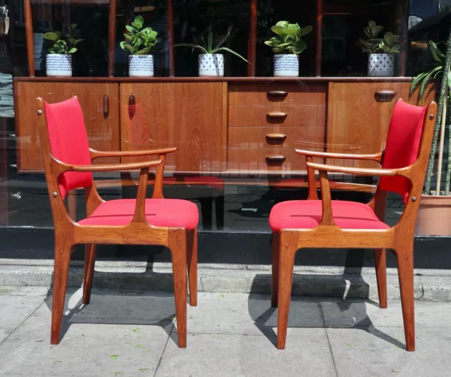 Pair of 1960s vintage Johannes Andersen teak framed Danish carver chairs 2