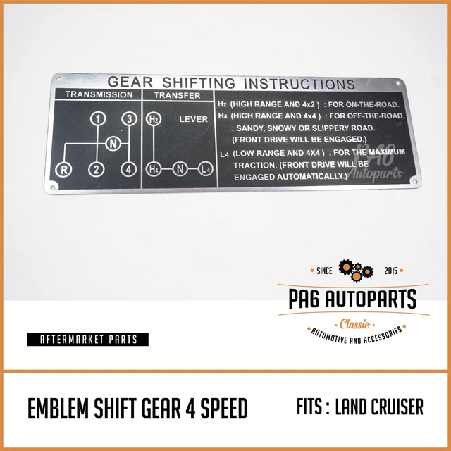 Glove Box Shifting Instruction Plate – Fits Toyota Land Cruiser FJ40, FJ45, BJ40 – 4-Speed