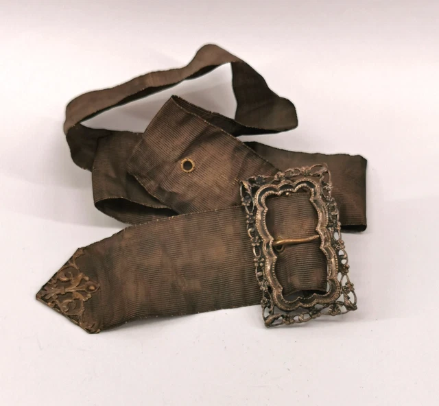 9125608-d Silberfarbener Gürtel Vintage antik 8,5x65cm