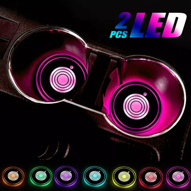 2x LED Light Drink Cup Pad Mat Insert Coasters Holder Car Accessories Universal