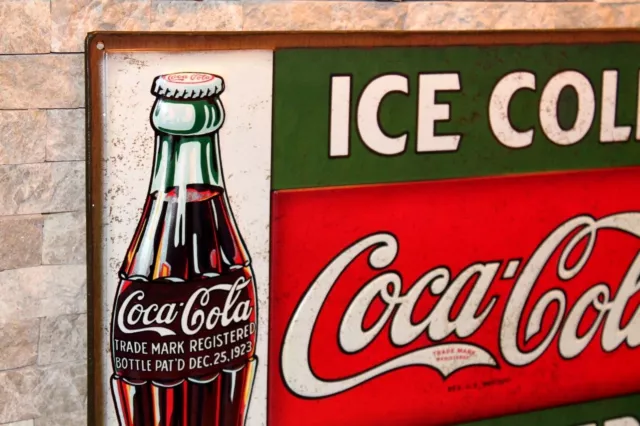 Ice Cold Coca Cola Sold Here Embossed Tin Licensed Limited Production Sign coke 2