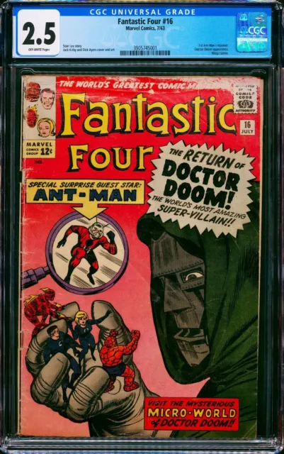 Fantastic Four 16 Cgc 2.5 1 St Antman Cameo Dr Doom Offwhite Pages