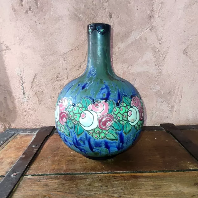 Vase Art Déco Grès  Kéramis  Charles Catteau D.700 Vase Boule Haut Col