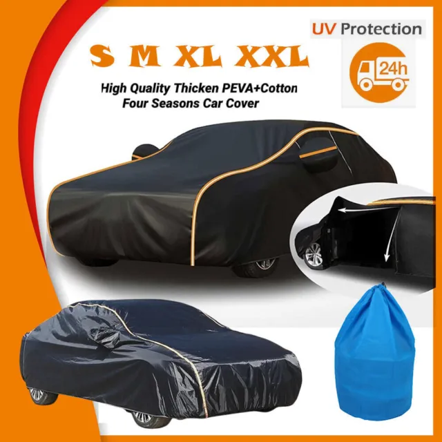 Waterproof 6 Layer Car Cover Heavy Duty Cotton Lined UV Protection S M XL XXL