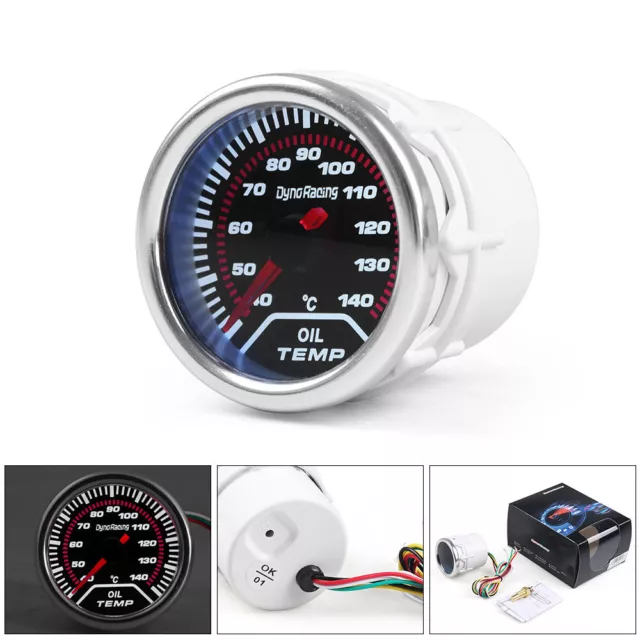 2" 52mm Car Universal Smoke Lens LED Pointer Oil Temperature Temp Gauge Meter