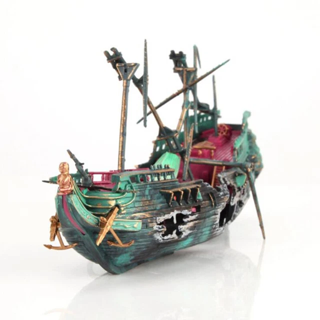 Large Aquarium Decoration Boat Aquarium Ship Air Split Shipwreck Fish Tank Decor