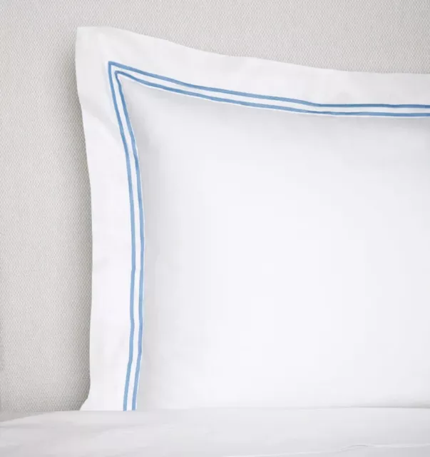 Sferra Grande Hotel KING sheet set in WHITE with OCEAN COLOR STRIPES FROM ITALY