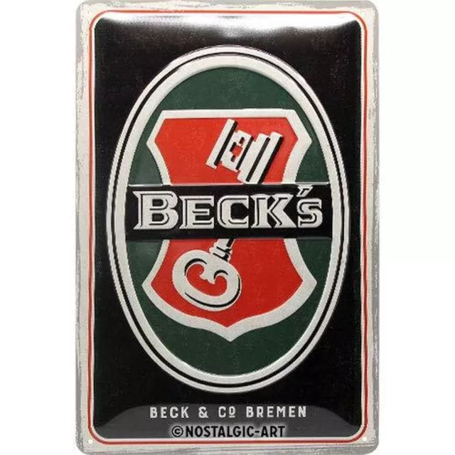 Nostalgic-Art - Bier Bar Alkohol Kneipe Blechschild 20x30cm - Beck's Logo