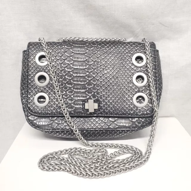 INC International Concepts Black & Silver Snakeskin Print Crossbody Bag, NWT!!