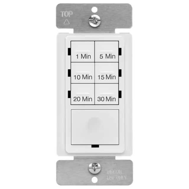 Countdown Digital In-Wall Timer Switch w/Push Button 1-5-10-20-30min, White