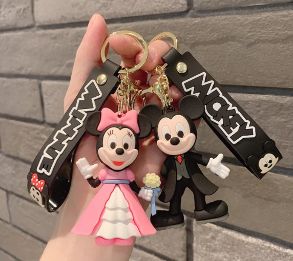 4 Styles Disney Mickey Minnie Mouse PVC Bags Hanger Pendant Keychains Key Rings