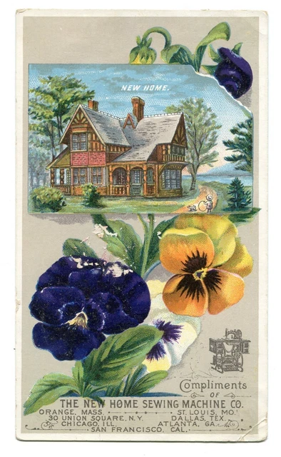 ANTIQUE ADVERTISEMENT TRADE Card New Home Sewing Machine NYC Chicago