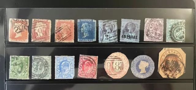 A Set Of Early British Stamps + 3 Cut Corners Used Hinged