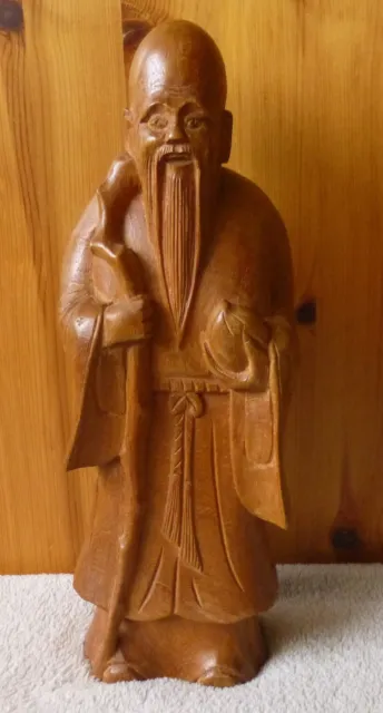 Asien, Japan / China handgeschnitzt Holzfigur, Alter weiser Mann - 26 cm