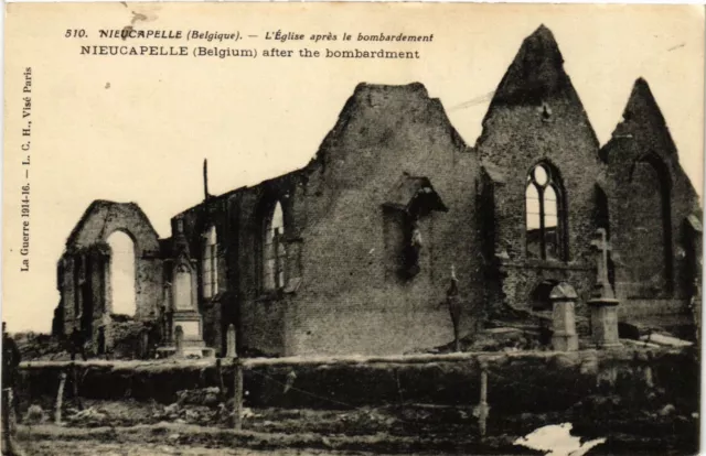 CPA Militaire, Nieucapelle - L'Eglise apres le bombardement (277937)