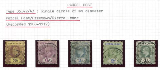 SIERRA-LEONE (28070): KE7-KGV PARCEL POST Freetown postmarks/cancels