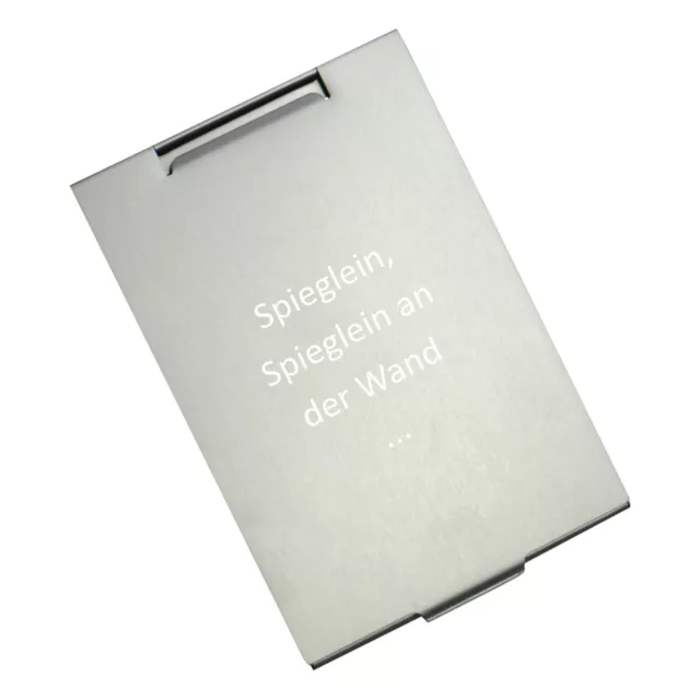 Taschenspiegel Aluminium Metall Name, Sprüche, Grüße mit Gravur personalisiert