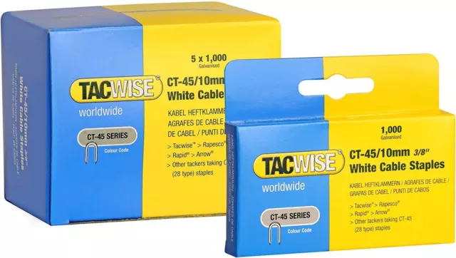 Tacwise Ct45 10Mm White Cable Tacker Staples 1,000 Per Box 2