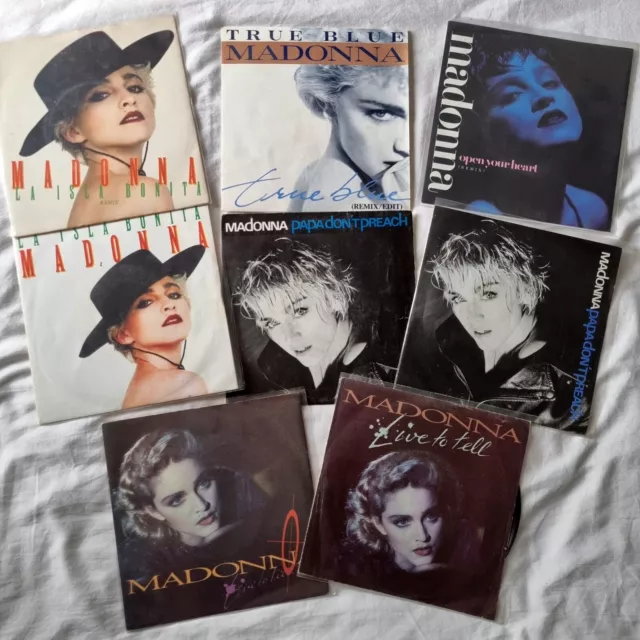 MADONNA Lot 8 vinyles 7" Live to tell/Papa don't preach/Open your heart/True blu