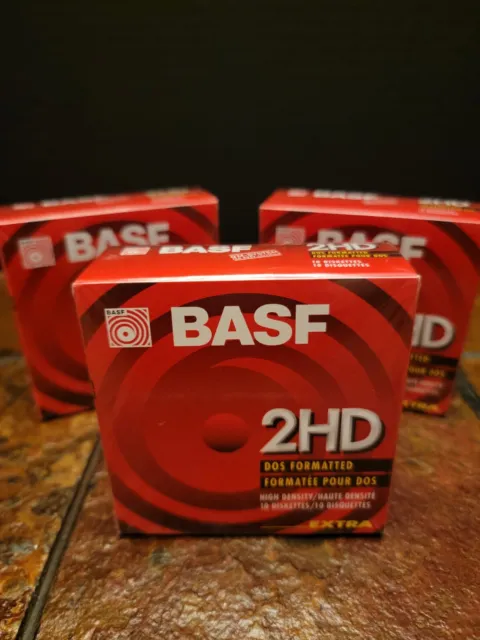 BASF 2HD DOS Formatted Floppy Diskettes Disk 3.5"  High Density 30 TOTAL Sealed