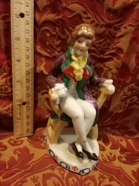 Figurine Egyptian chair man gentleman porcelain vintage doll house miniature