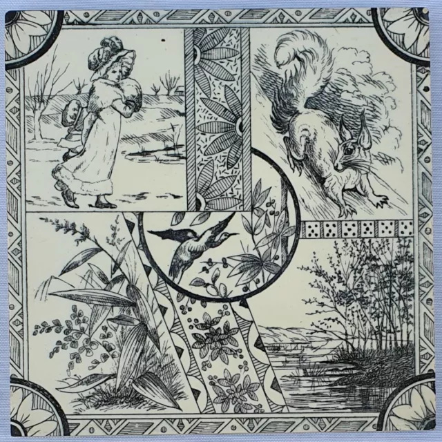 RARE AESTHETIC MOVEMENT TILE . MINTON HOLLINS Date 1880.