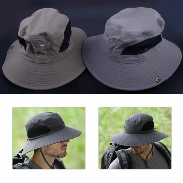 Unisex Wide Brim Sun Visor Cap  Boonie Hat with Mesh Outdoor Camping Fishing lp