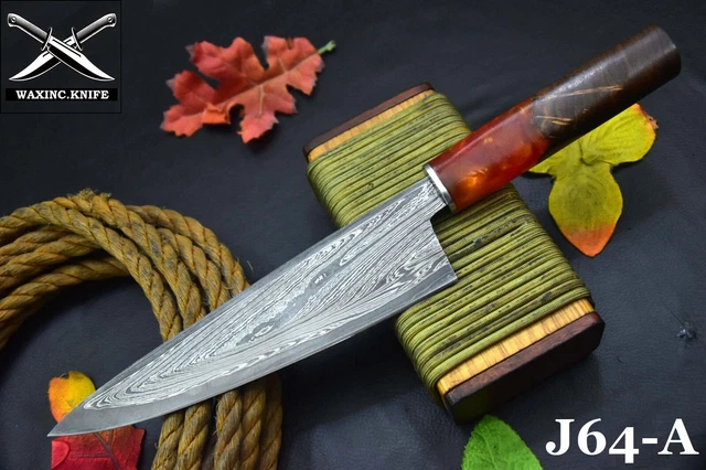 Custom San Mai 13.4"OAL Hand Forged Damascus Steel Chef Knife Handmade (J64-A)