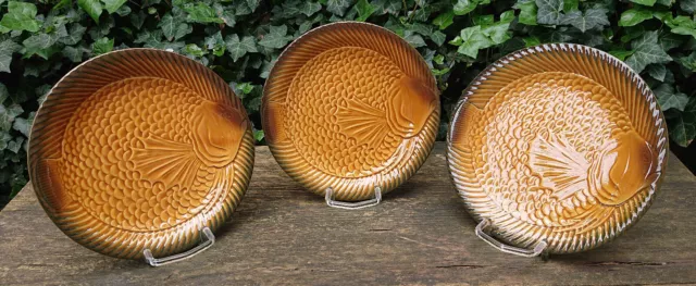 3x Ved. Besio & Figlio Italia Piatto Pesce a Forma di IN Porcellana Piani