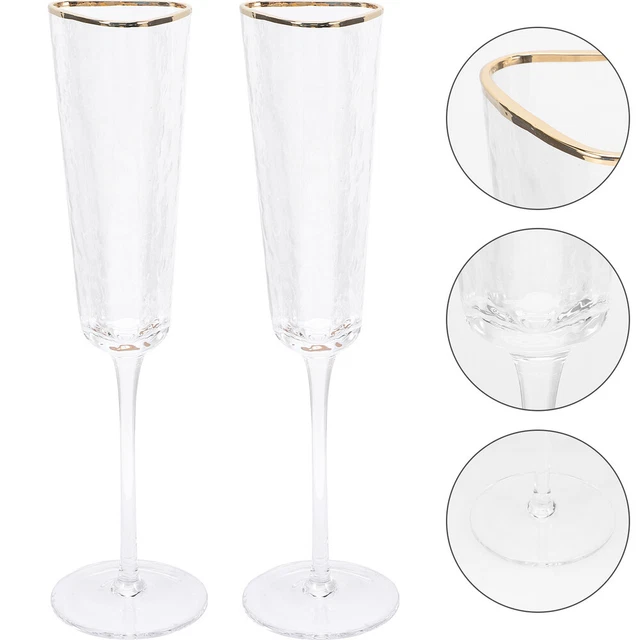 2 piezas flautas clásicas de champán - copas de champán cristal de vidrio de vino brillante -T