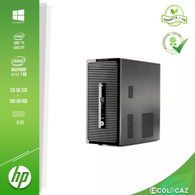 HP ProDesk 400 G3 MT Intel Core i5-6500 - 120 Go SSD - 500Go HDD - 8 G RAM