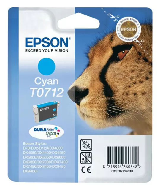 EPSON T0712 TINTE PATRONEN Stylus SX100 SX105 SX110 SX115 SX200 SX205 SX210SX215