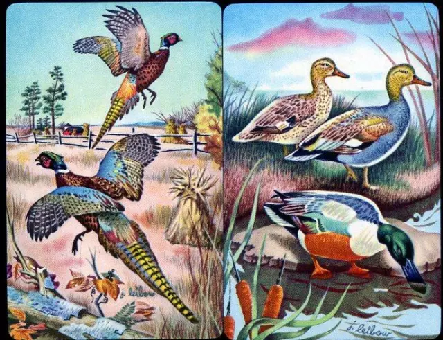 Vintage Swap Cards Ducks And Pheasants In Countryside New Condition