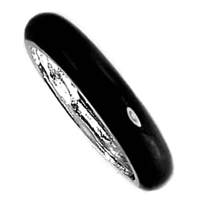 *BLACK*__ ENAMEL BAND RING_SZ-10__925 STERLING Silver_NF