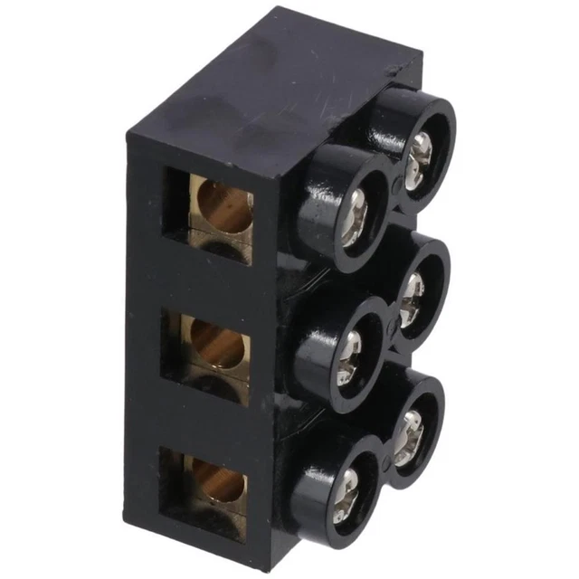 KSOL 3 Pcs 600V 25A 8 Positions Dual Rows Covered Barrier Screw Terminal Block Strip Black