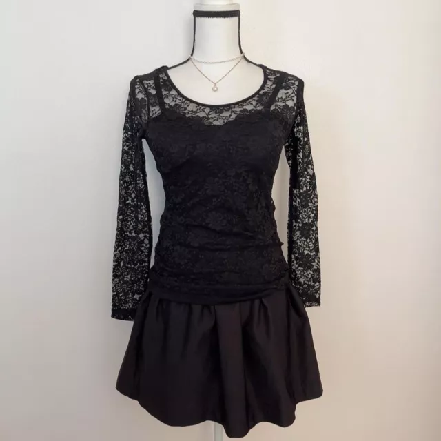 KATE SHION BLACK Gothic Floral Lace Long Sleeve Shirt $18.00 - PicClick