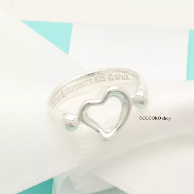 Tiffany & Co. Elsa Peretti Open Heart Ring Size 3.25 Sterling Silver 925 w/Pouch